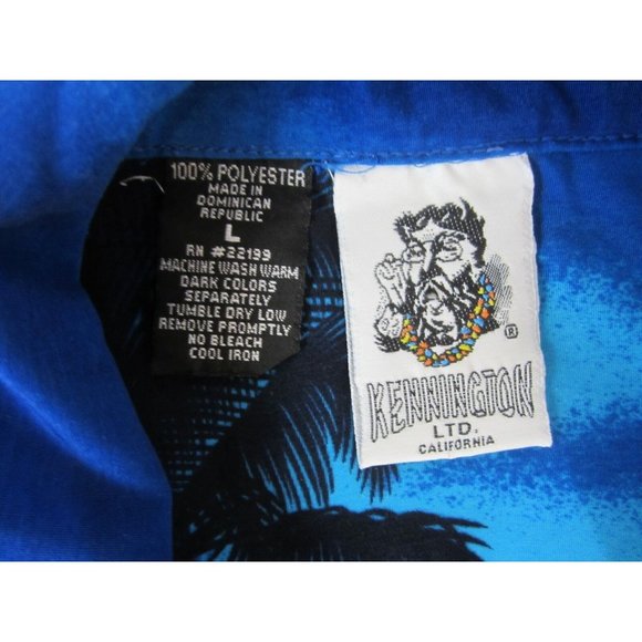 KENNINGTON vintage 1990s Men Hawaiian ALOHA shirt p2p 25.5" L silhouette camp - Picture 7 of 7